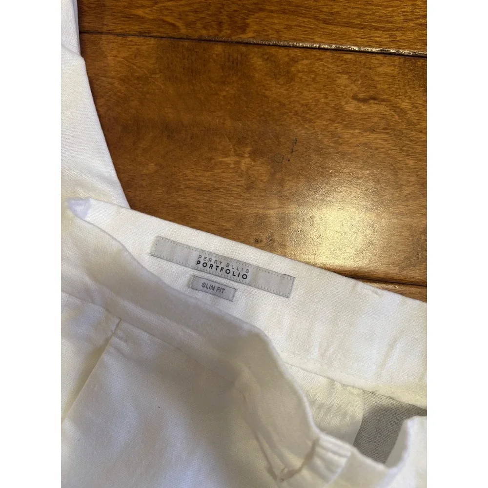 Perry Ellis Portfolio Mens Slim Fit Dress Pants Bright White 34x30 5KM89023